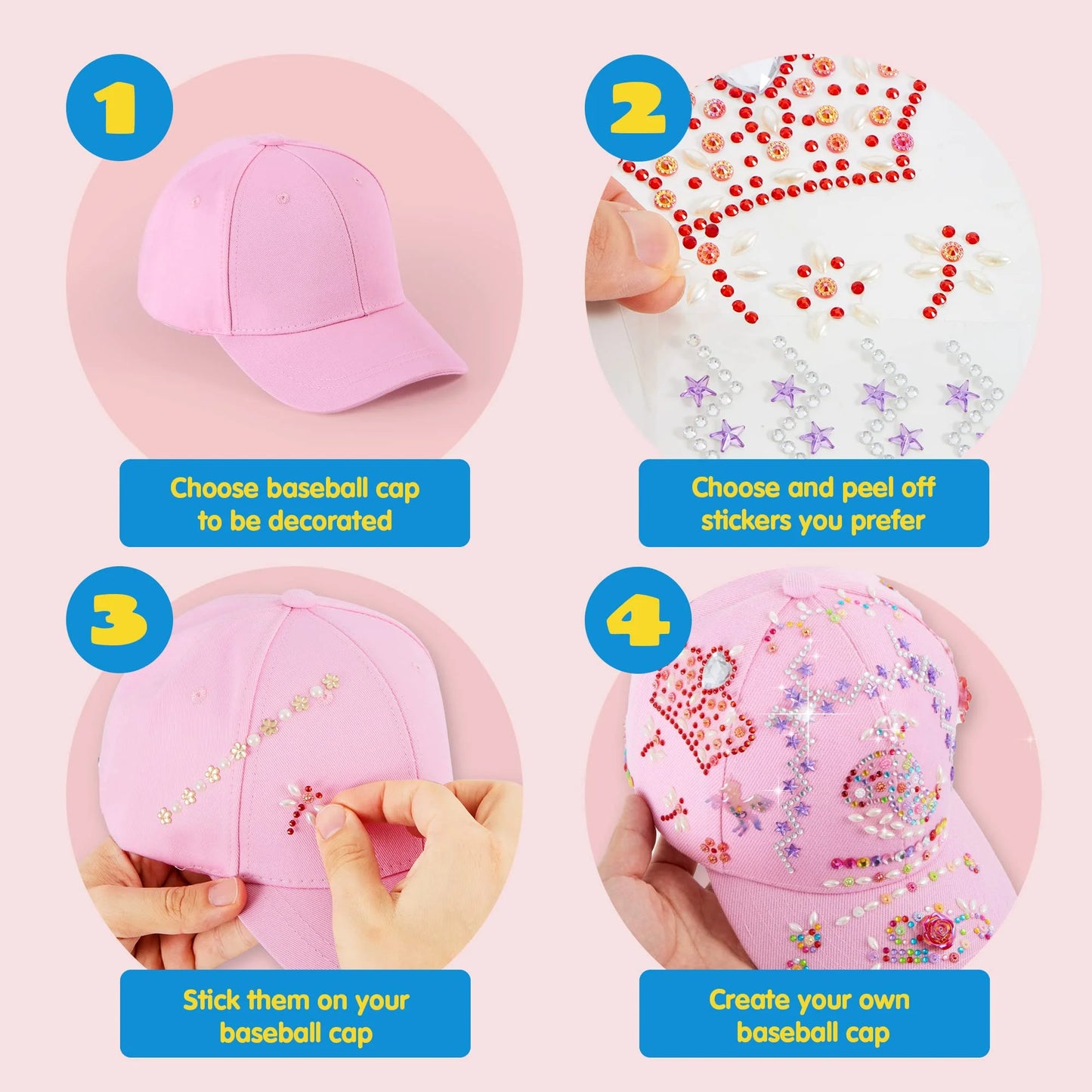 Joyfy Pink Baseball Cap Art Set, Arts And Crafts For Kids Ages 8-12, Birthday Toys Gifts For Girls Art Supplies