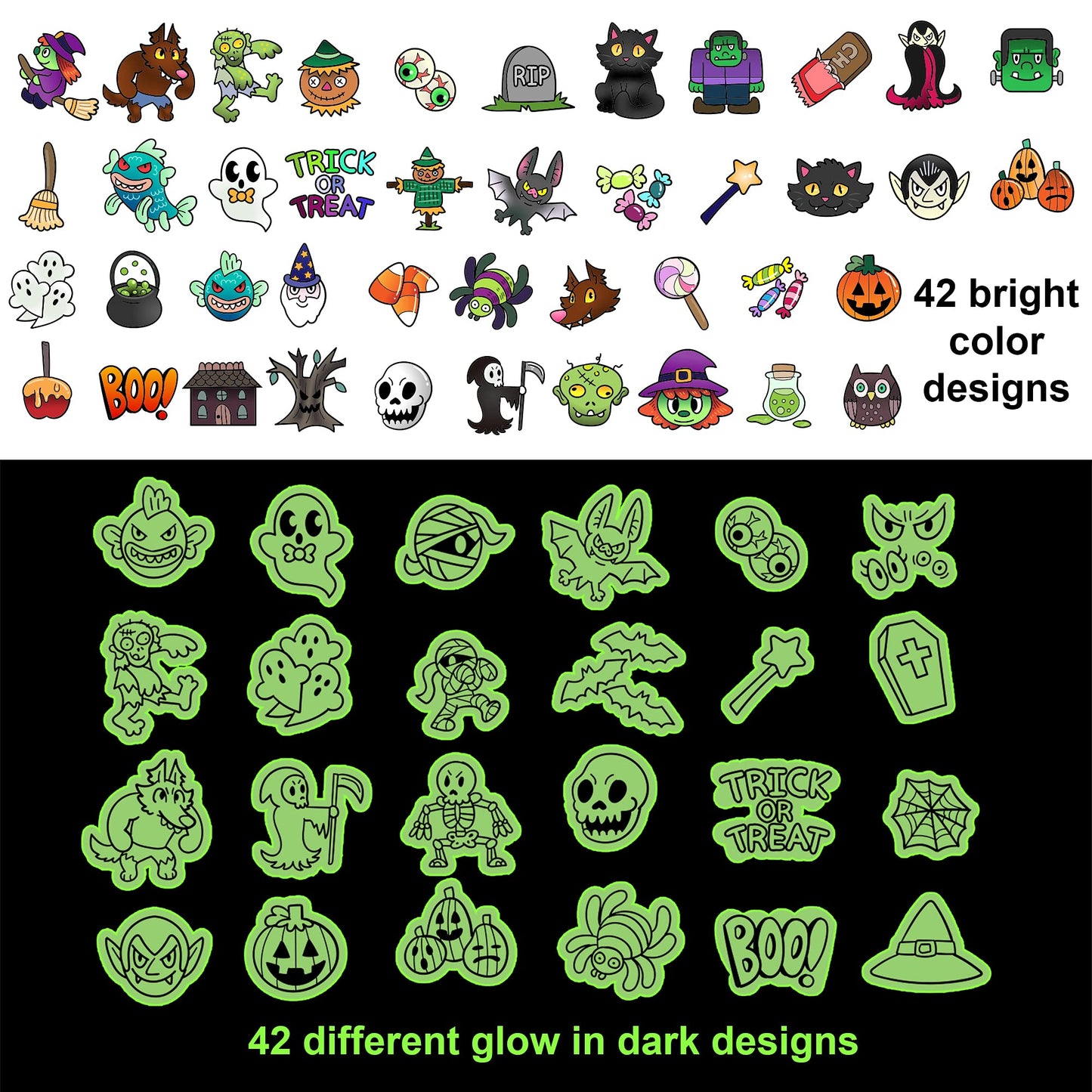 Joyfy 300+ Halloween Temporary Tattoos,Glow in The Dark Tattoos for Kids,Halloween Toys Bulk,Halloween Trick or Treat Toys,Halloween Party Favor
