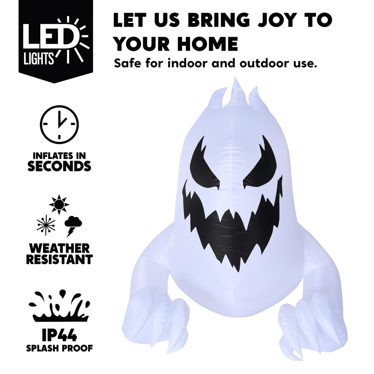 Syncfun 4.5 FT Halloween Inflatable Ghost Broke Out from Window with Built-in Rotating Red LED Blow Up Inflatable for Window Decoration Yard Garden Lawn Decor