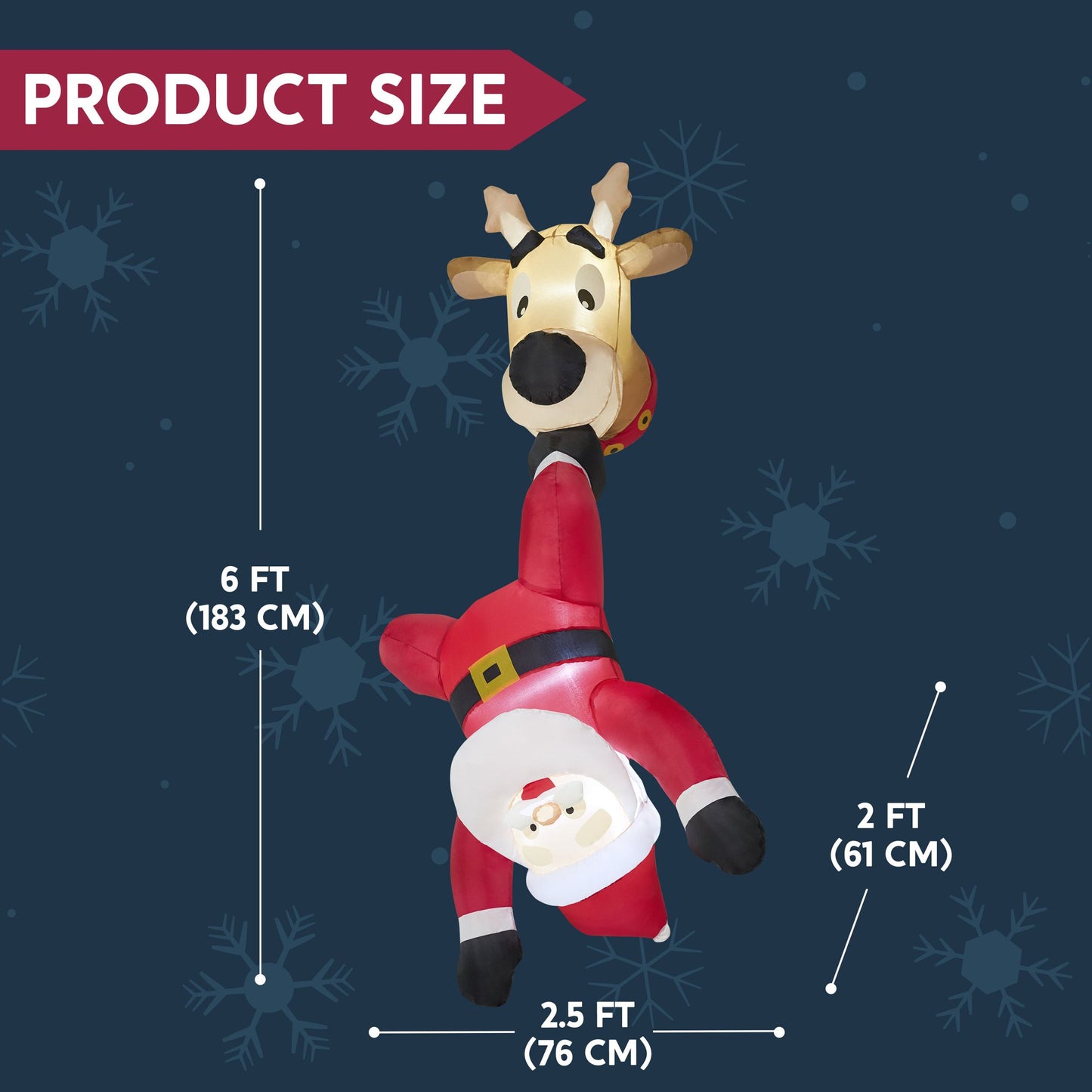 Joyfy 6ft Christmas Inflatables Santa Outdoor Decorations,Christmas Falling Santa with Reindeer Blow Ups Yard with Built-in LEDs for Holiday Party Garden Lawn Decor