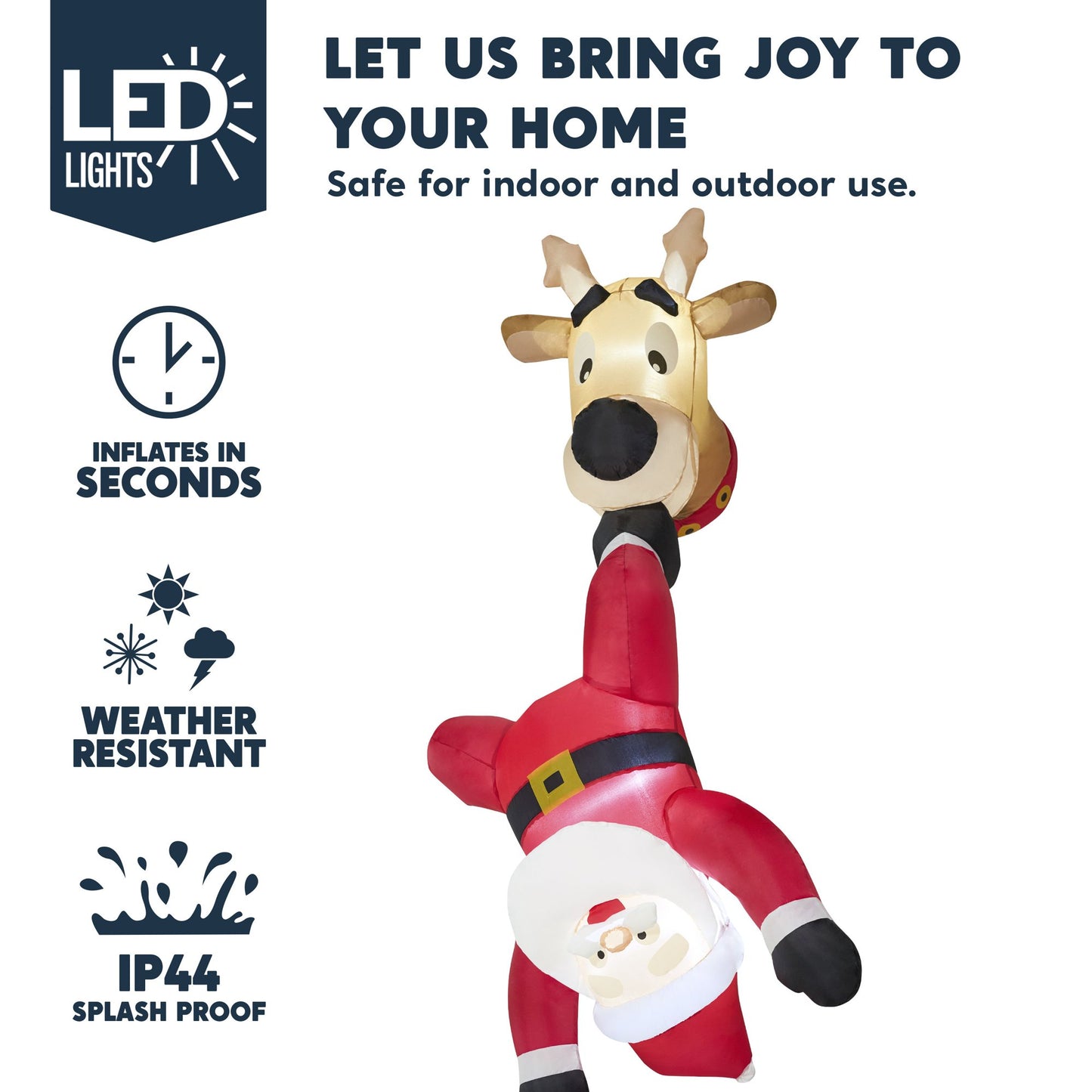 Joyfy 6ft Christmas Inflatables Santa Outdoor Decorations,Christmas Falling Santa with Reindeer Blow Ups Yard with Built-in LEDs for Holiday Party Garden Lawn Decor
