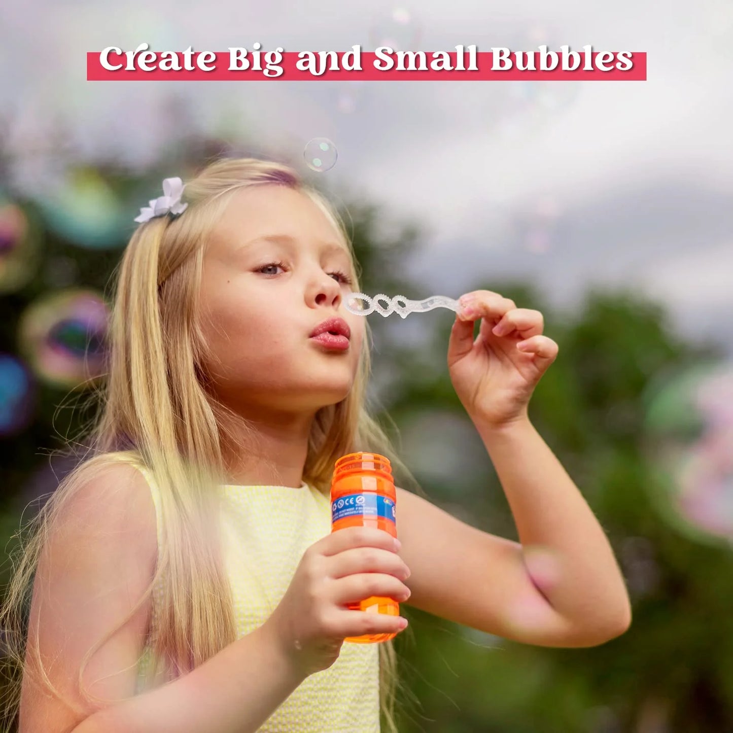 Syncfun 24 Pcs Bubble Bottles with Wand Assortment for Kids, 4oz Blow Bubbles Solution Novelty Summer Toy, Party Favors, Birthday, Outdoor & Indoor Activity