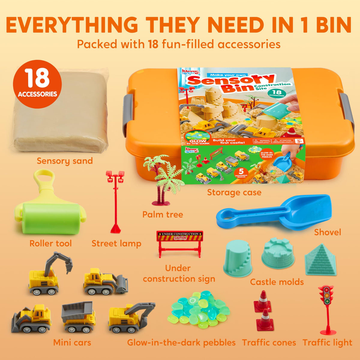 Construction sensory play set accessories