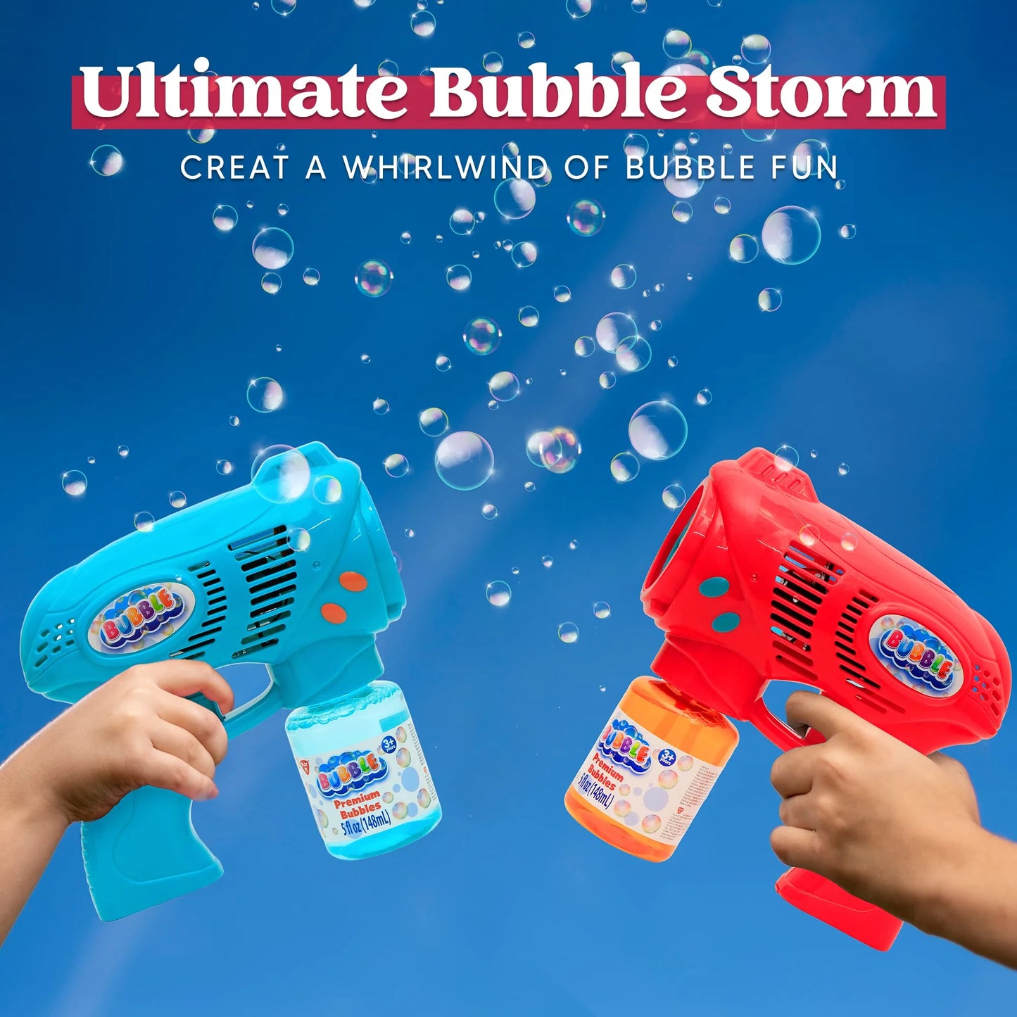 Syncfun 2 Pcs Bubble Gun for Kids,10 oz Bubble Gun with Refill Solution,Automatic Bubble Guns for Kids,Party Favors,Birthday Gift,Easter