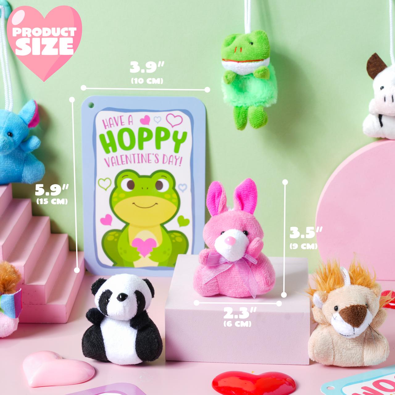 28 pieces, Valentine's Day Mini Stuffed Animals with Cards