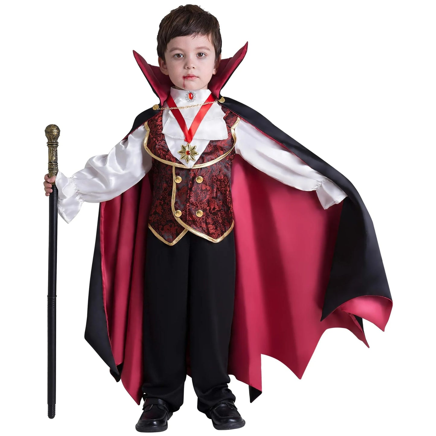 SYNCFUN Gothic Vampire Costume Kids,Toddler Vampire Costume Halloween Vampire Costume,vampire costume for boys,Halloween Party Dress Up (5–7yrs)
