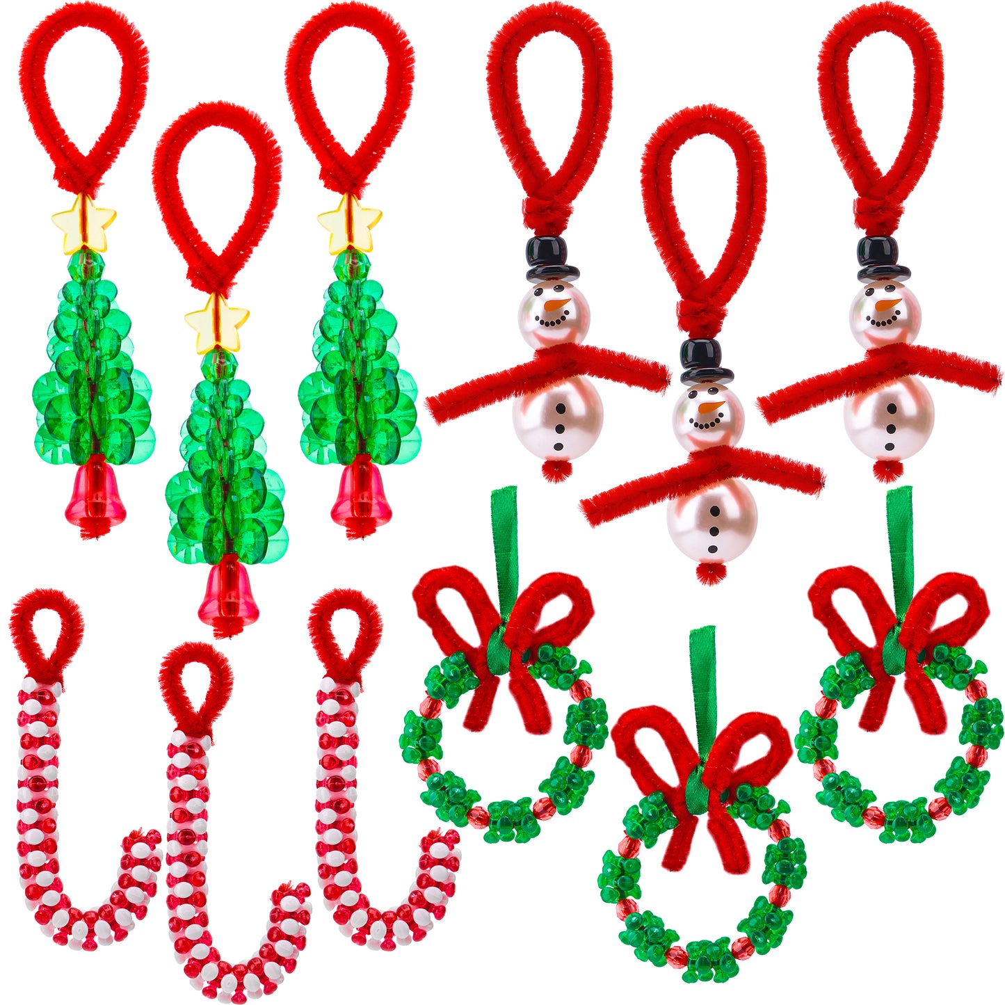 Joyfy Christmas Beaded Ornament Craft, Make up to 40 Hanging Ornaments of Snowman, Xmas Tree,Candy Canes and Wreaths for DIY Xmas Ornaments Craft(Age 14+)