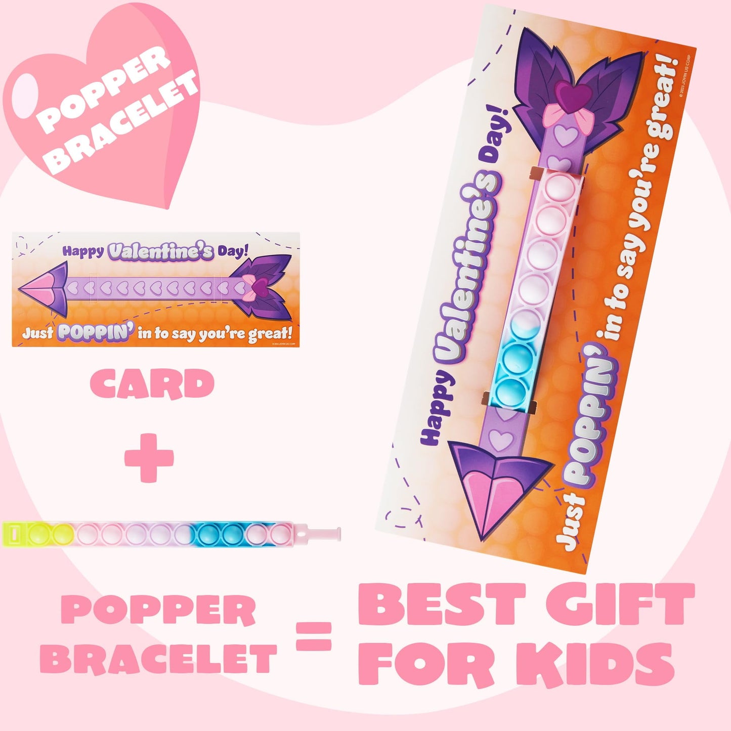 28 Packs Valentine's Day Cards with Pop Fidget Bracelet Toy Pop Bubble Fidget Toys for Kids Valentine School Classroom Exchange Gift Cards