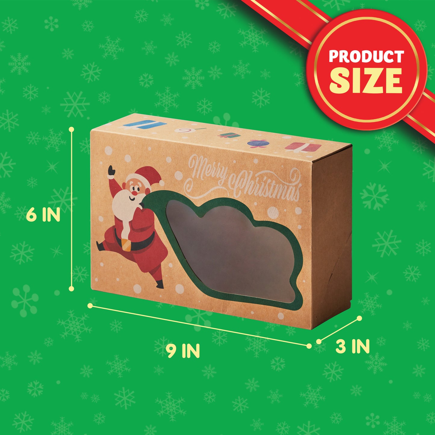 Joyfy 24 Pcs Christmas Cookie Boxes Bakery Treat Gift Box with Window 8.75" x 5.75" x 2.75”for Pastries, Cupcakes, Cookies, Brownies, Donuts Gift Giving