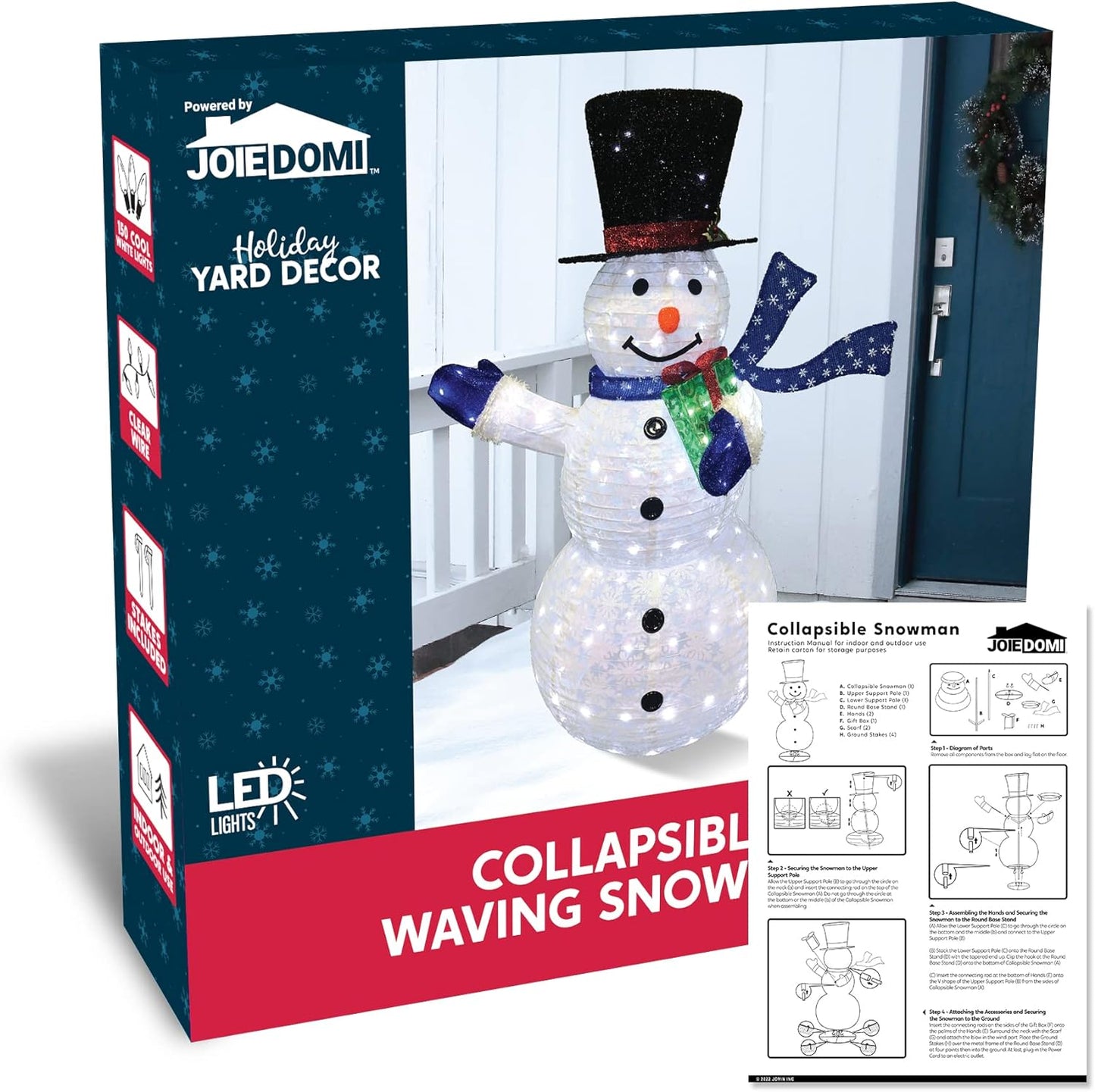 Syncfun 5 FT Snowman Yard Light Christmas Outdoor Decorations,150 LED Snowman Christmas Decorations,Christmas Yard Light with Stakes Holiday Decor