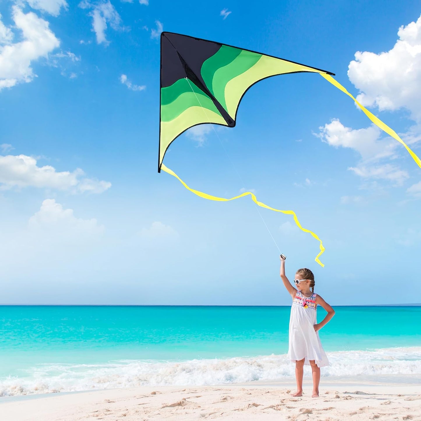 Joyfy Large Delta Kite Gradient, Easy to Fly for Kids and Adults, Large Beach Kite with 328 ft String for Outdoor Games and Activities