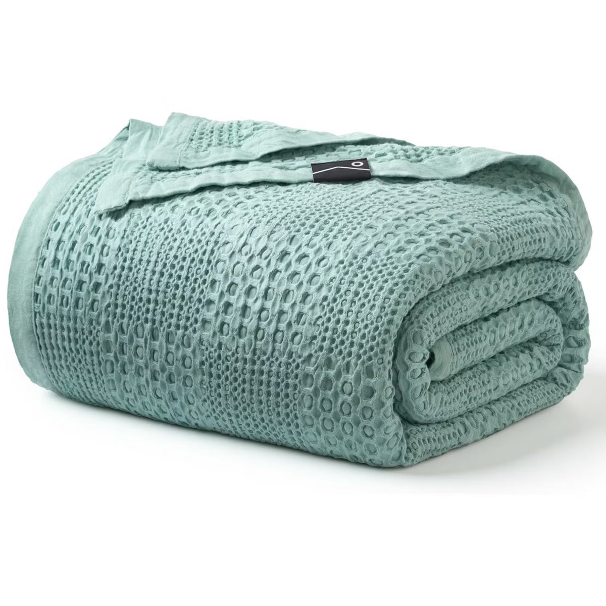 Joyfy King Size Cooling Waffle Blanket, Soft Sage Green | Turkish Cotton & Bamboo Rayon, Breathable Summer Throw for Hot Sleepers (Bed/Couch/Sofa)