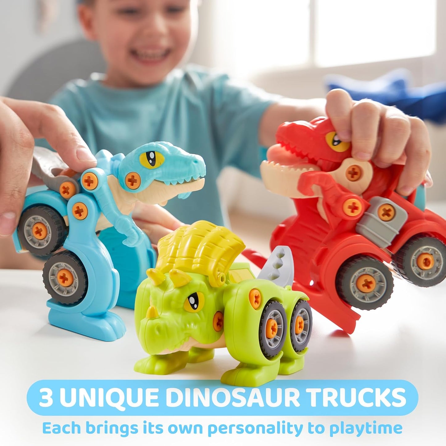 Lalalark Take Apart Dinosaur Toys for Kids, Educational Construction Building Kids Toy with Electric Drill - Best Gifts for Toddlers Age 3-8 Year Old