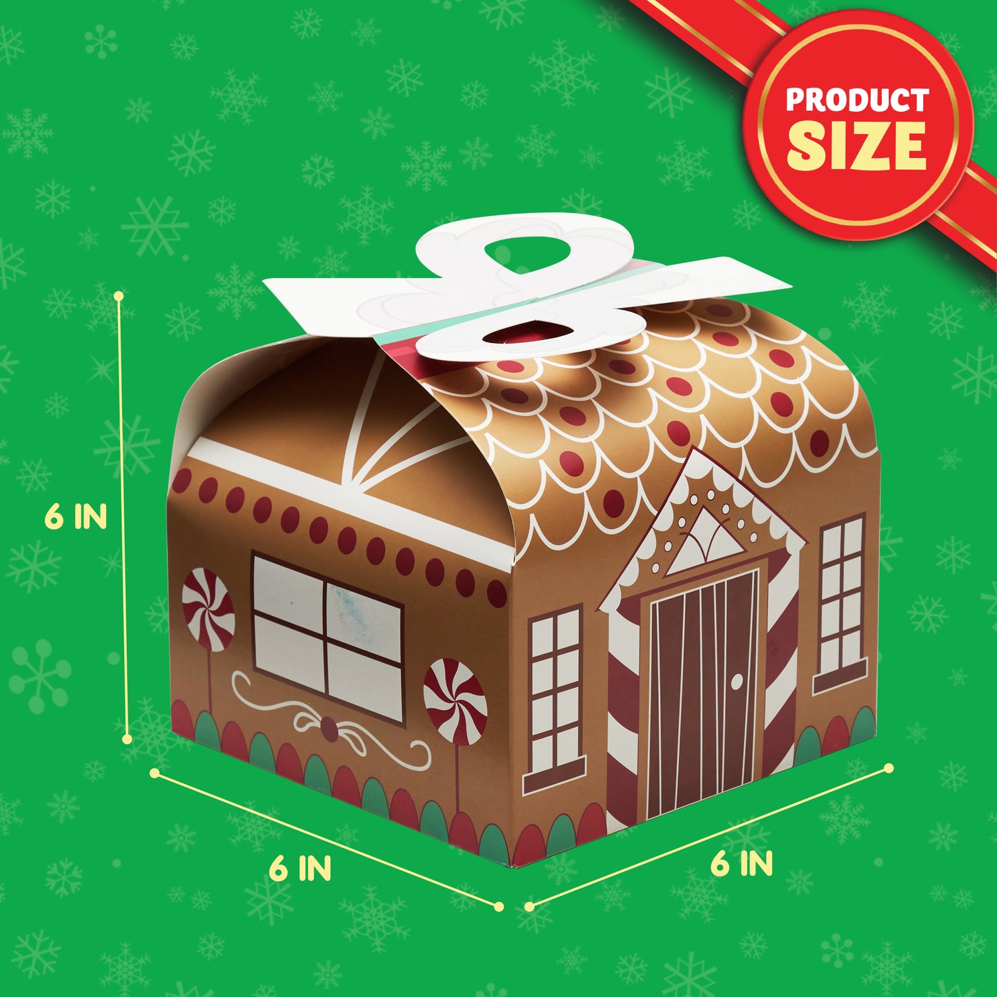 Joyfy 24 Pcs 3D Christmas Goody Gift Boxes with Bow for Holiday Xmas Goodie Paper Boxes, School Classroom Party Favor Supplies, Candy Treat Cardboard Cookie Boxes