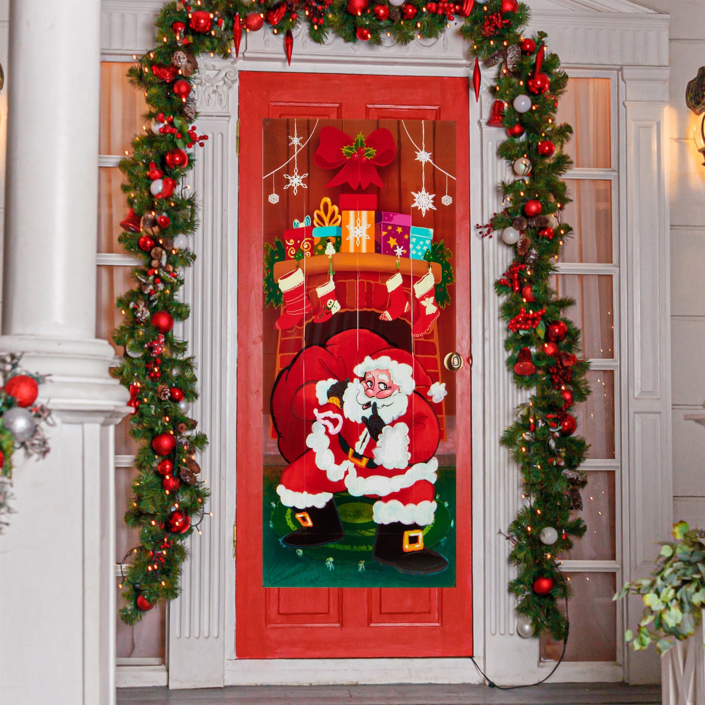 SYNCFUN Christmas Santa with Gifts Window Door Cover Winter Holiday Party Decoration 72X30 Inches