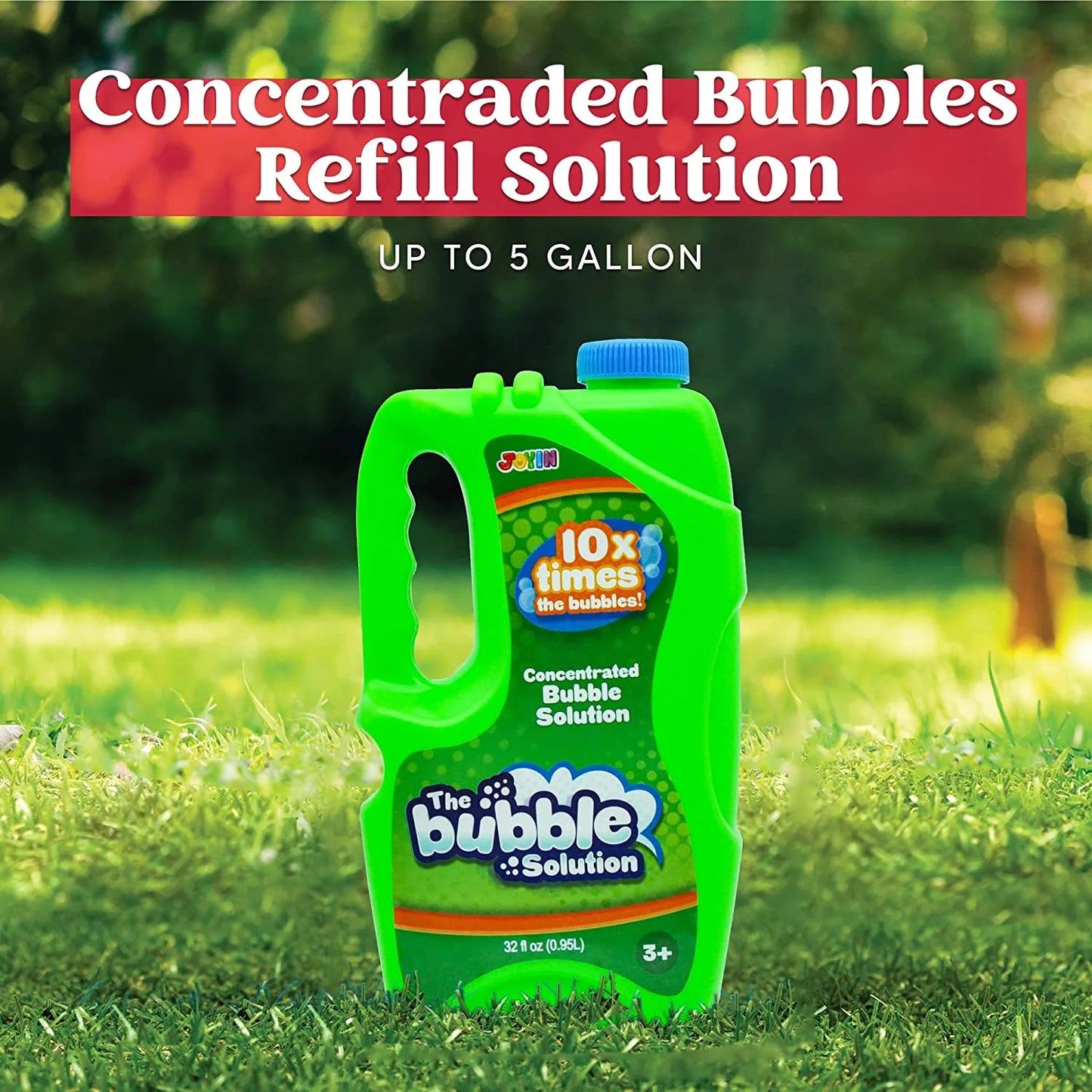JOYIN 2 Bottles Bubbles Refill Solutions 64 oz (up to 5 Gallon) Big Bubble Solution 64 OZ Concentrated Bubble Solution for Bubble Machine, Gun, Wand Refill Fluid Summer, Easter Toys (Green)