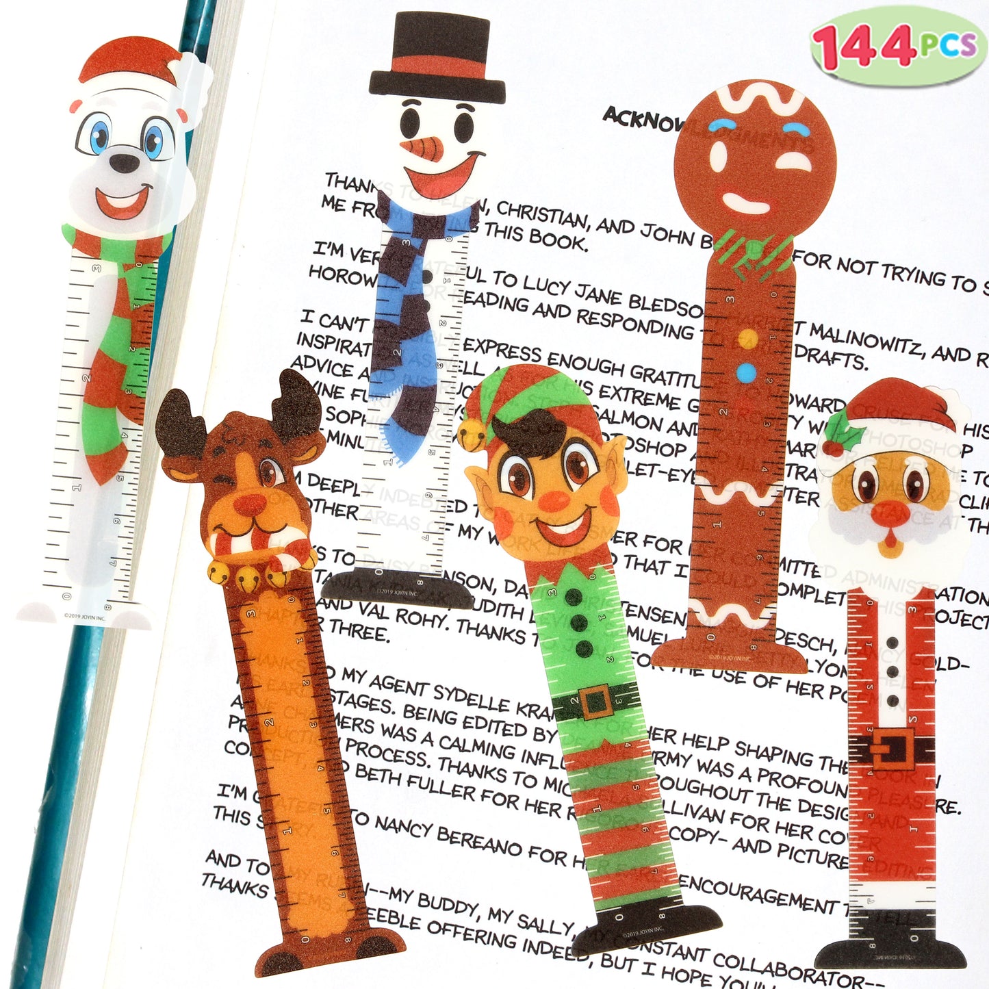 SYNCFUN Christmas Rulers in 6 Designs, 144 Pcs