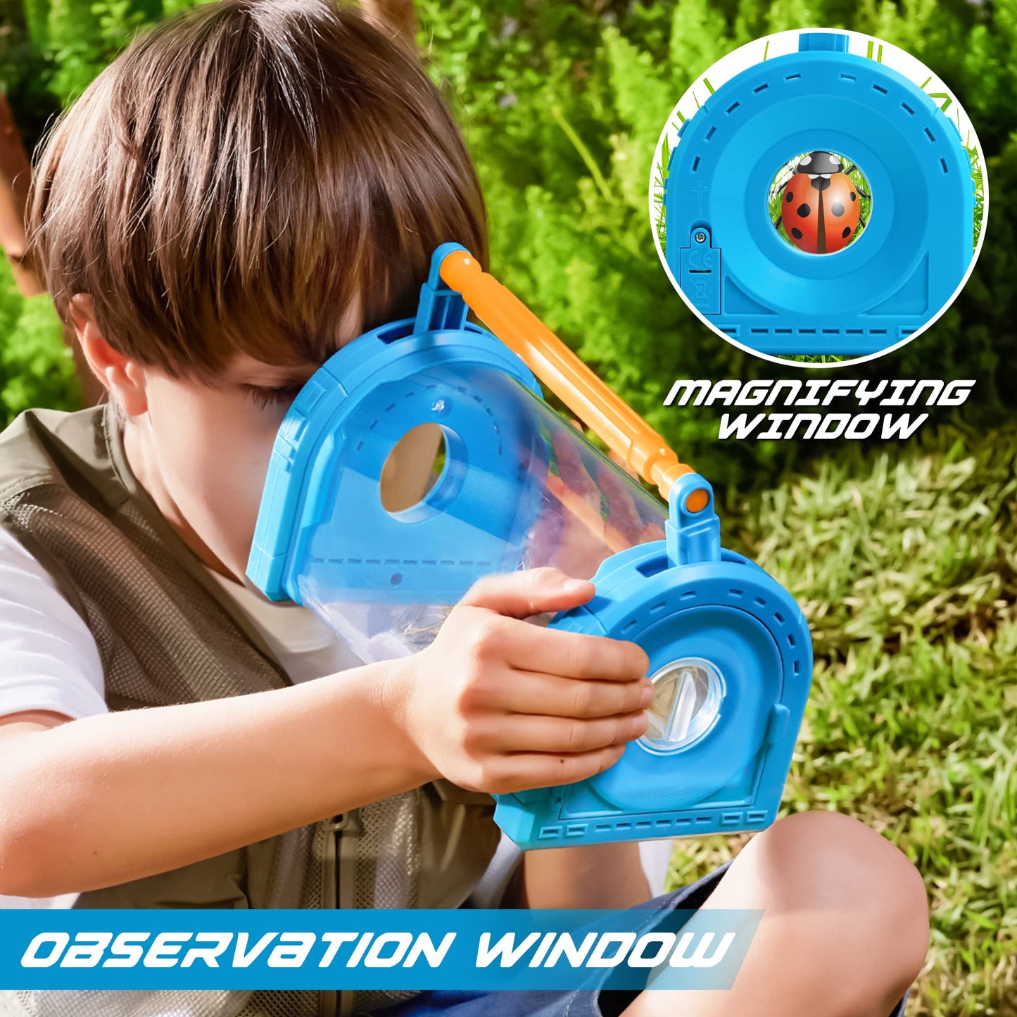 SYNCFUN Bug Catcher Kit for Kids - Light Up Critter Habitat Box for Indoor/Outdoor Insect Collecting - Includes Bug Tong, Tweezer, Activity Booklet, and Pipette - Gift for Boys and Girls