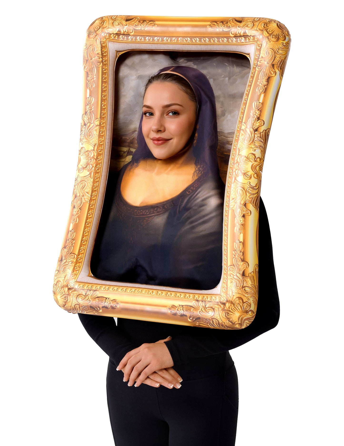 Joyfy Women's Mysterious Smile Halloween Costume, Adult Female Creepy Smile Face Dress up Cosplay Spooky Funny Costume for Halloween Trick or Treat