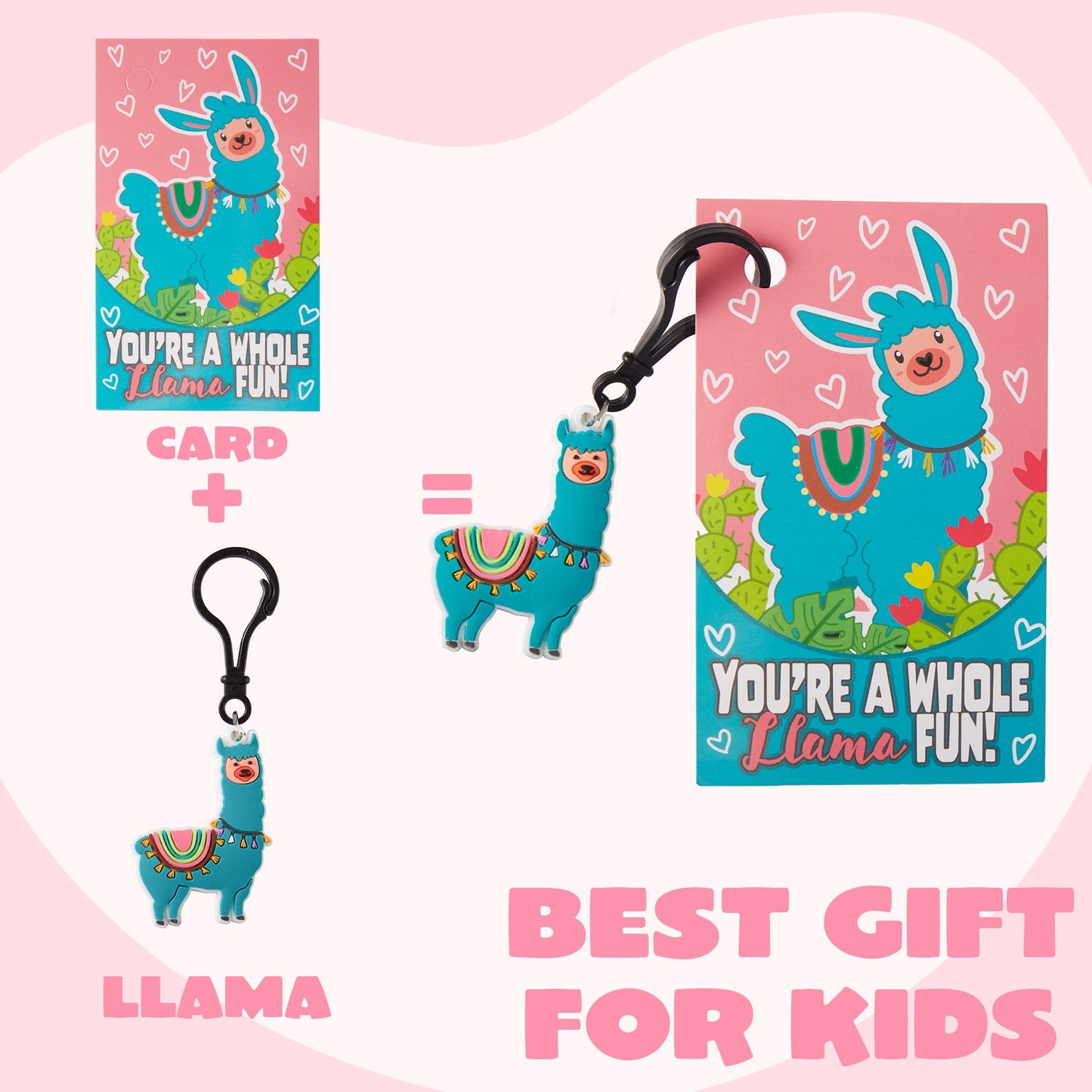 28 Pack Valentines Day Cards with Llama Keychain for Kids, Valentine's Classroom Exchange Gifts Valentines Party Favors