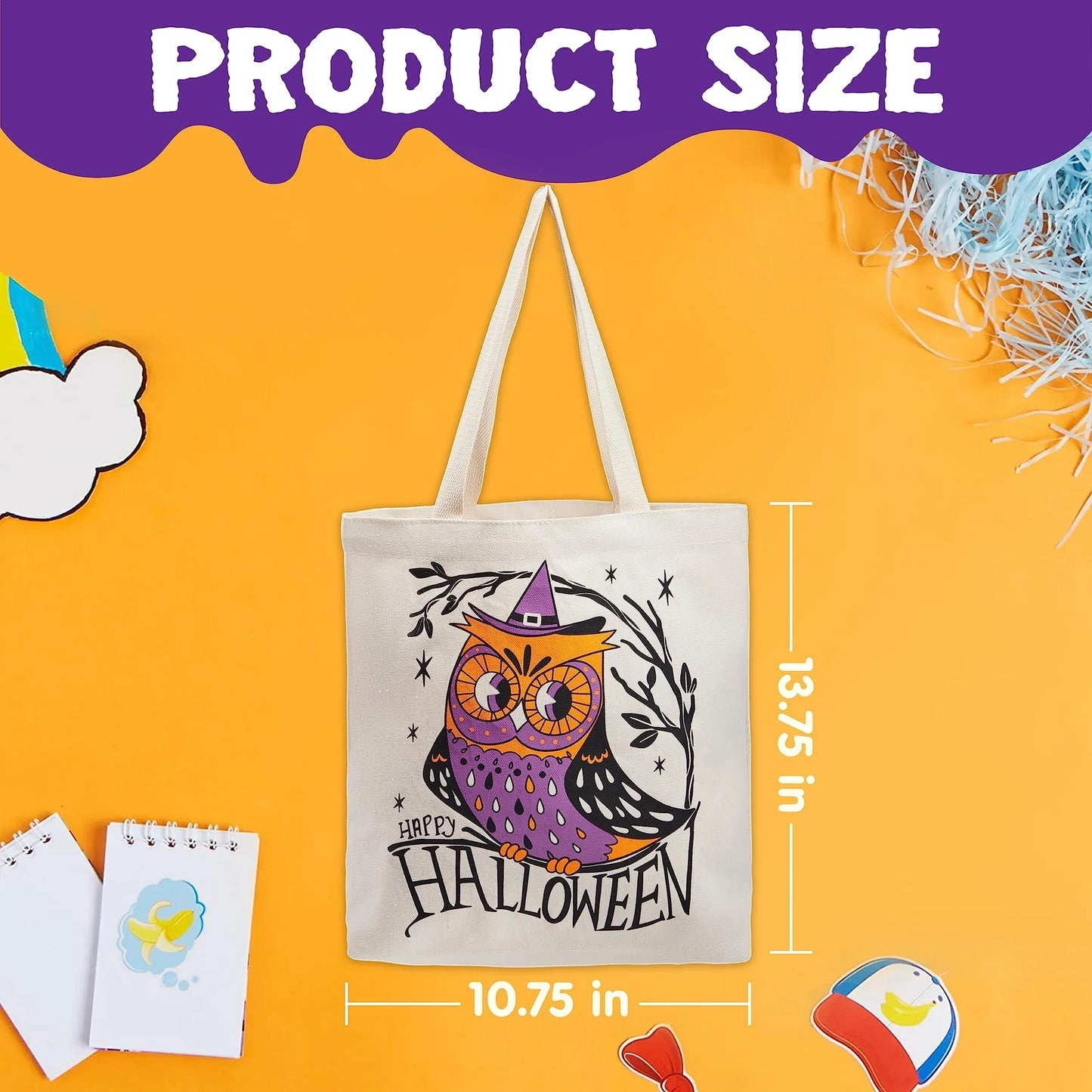 SYNCFUN 3 Pcs 13.75" Halloween Trick or Treat Bags,Halloween Tote Bags with Handles Goodie Bags,Halloween Gift Bags,Pumpkin Party Favor Halloween Basket