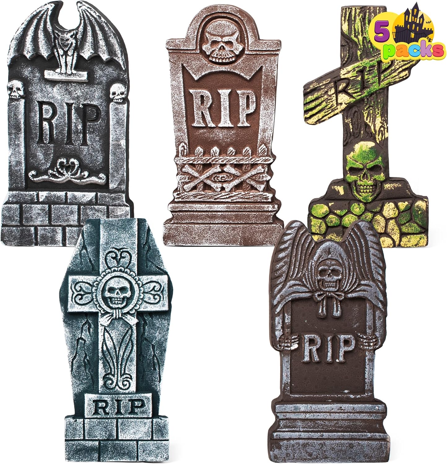 Joyfy 5Pack Halloween Tombstone Decoration for Halloween Outdoor Yard Decorations