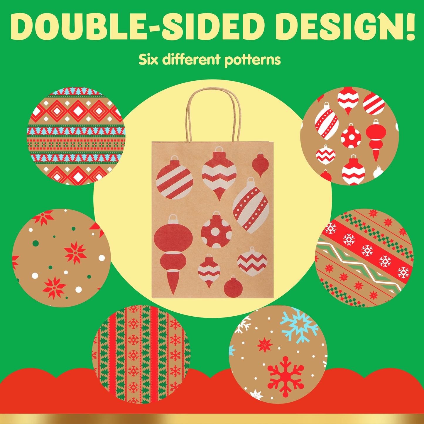 Joyfy 24 Pcs Christmas Kraft Gift Bags With Handle for Holiday Paper Gift Bags, Christmas Goody Bags, Xmas Gift Bags, School Classrooms Party Favors Supplies