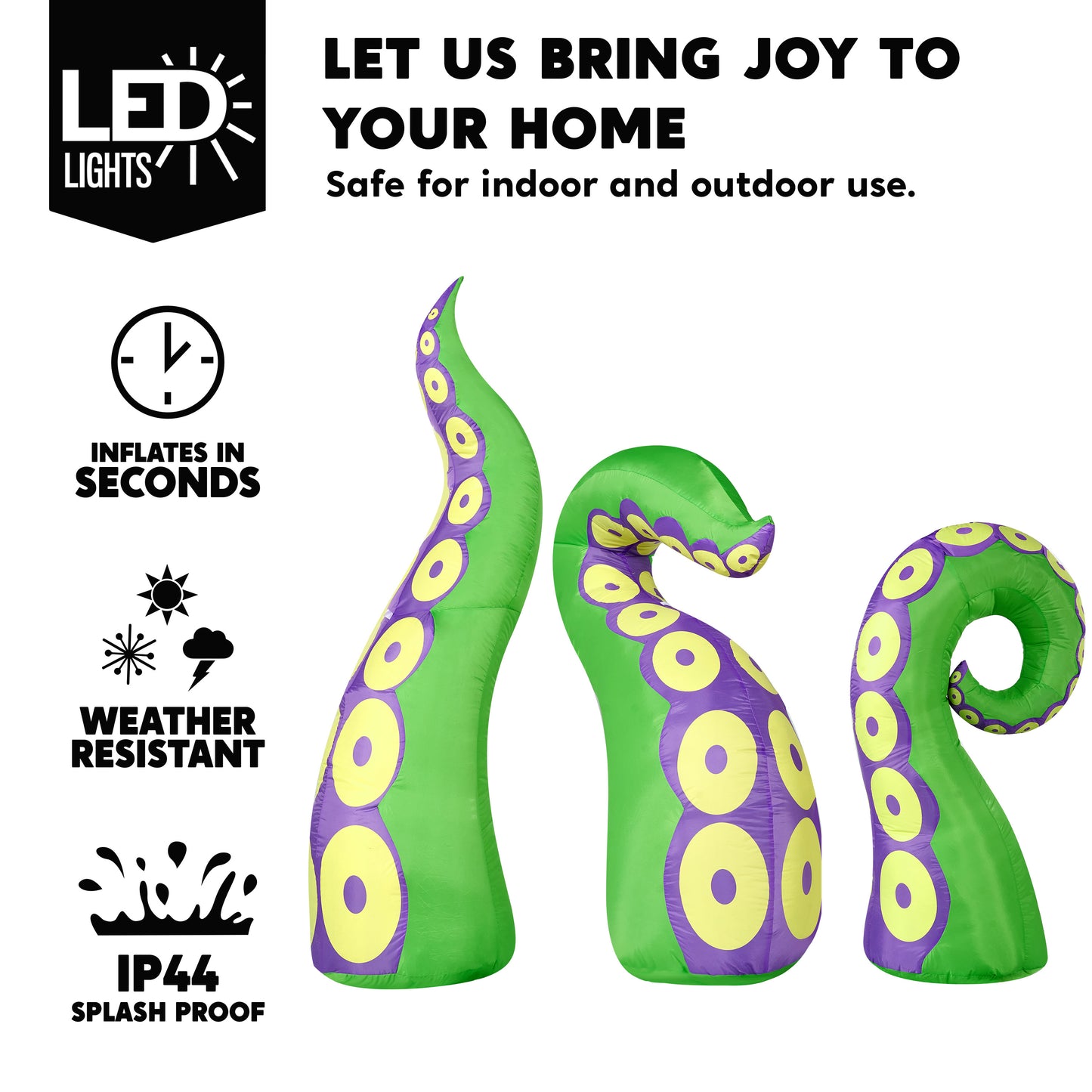 Syncfun 3 Pcs Halloween Inflatable Outdoor Giant Octopus Tentacle Broke Out from Window with Built-in LED Blow Up Inflatable for Window Decoration Yard Garden Lawn Decor