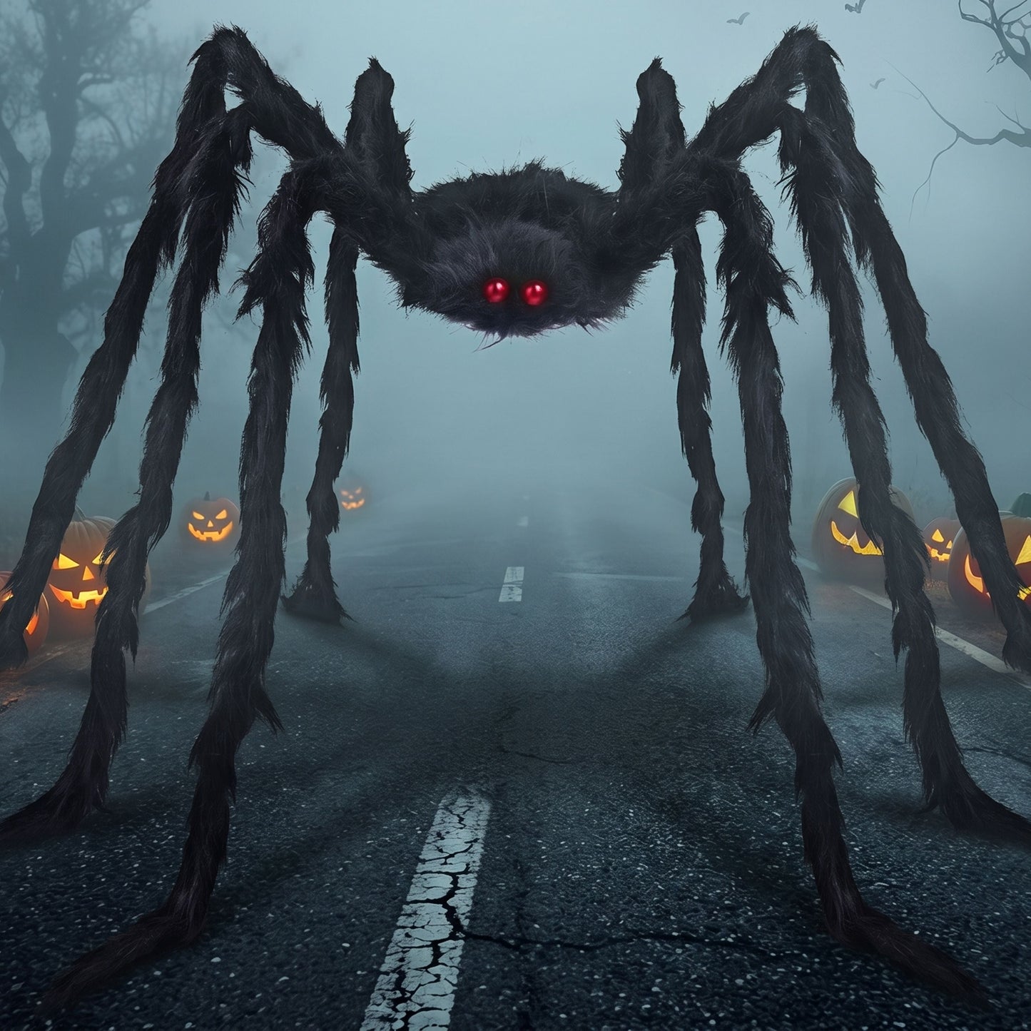 Joyfy 9ft Giant Scary Hairy Spider Halloween Decor,Large Creepy Spider Prop for Yard,Lawn,Porch,Tree,Haunted House,Indoor & Outdoor Halloween Party Supplies