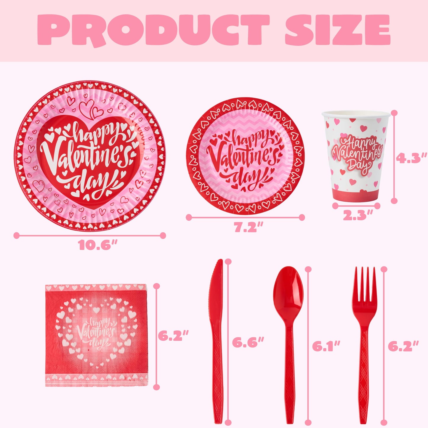 168-piece Valentine's Day Dinnerware Set for Kids Party Supplies, Disposable Party Paper Plates