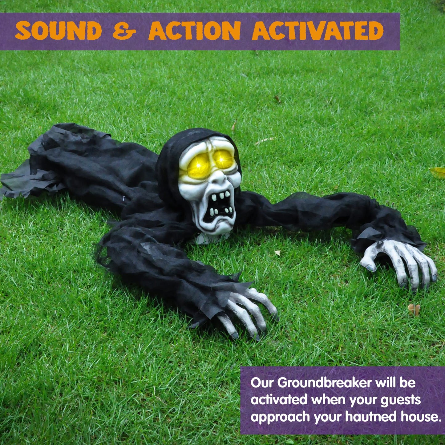 SYNCFUN Halloween Groundbreaker Halloween Decorations Life Size Zombie with Sound and Flashing Eyes,Outdoor Scary Halloween Yard Decorations
