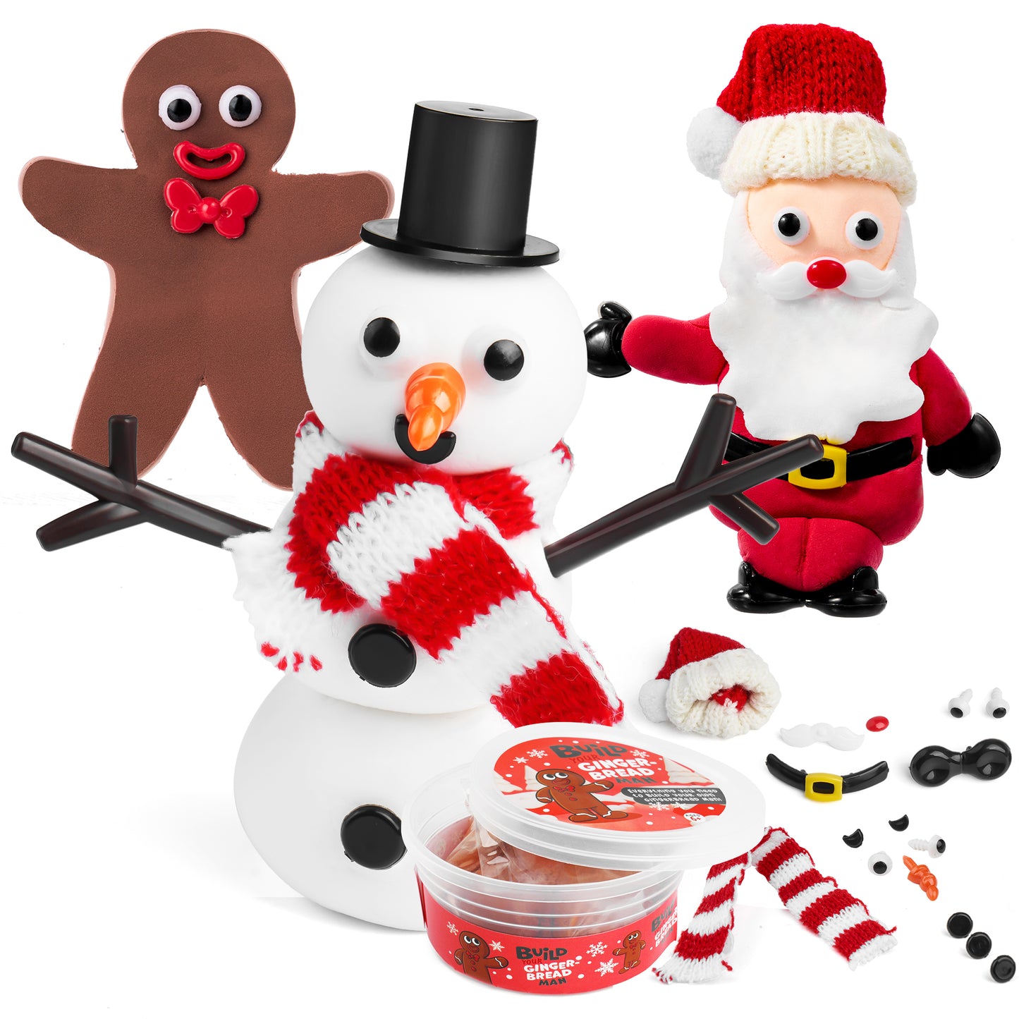 SYNCFUN 3 PCS Christmas Craft Kit, Christmas Snowman, Santa Claus and Gingerbread Man Craft Kit for Kids Xmas DIY Gifts, Arts and Craft Activities