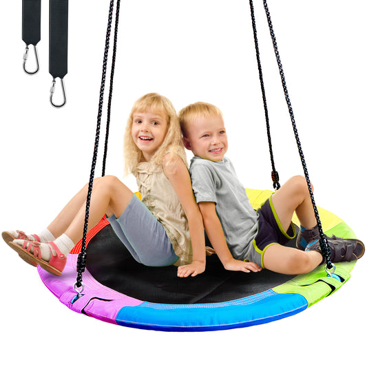 TURFEE 40" Saucer Swing, Waterproof Swing Seat with Adjustable Ropes for Kids Toddlers, Playground Backyard Outdoor Indoor Swing