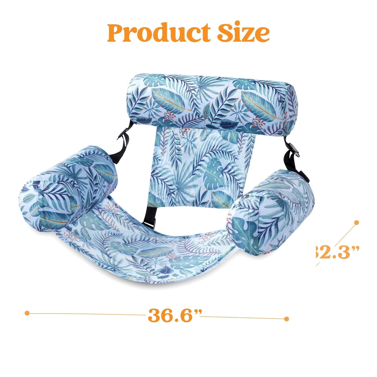 Syncfun Pool Floats Chairs for Adults, Inflatable Pool Lounge Chairs, Plant Pattern Floating Pool Hammock Chair for Women Men, Blow up Pool Noodles Floats for Pool Party Summer Water Fun