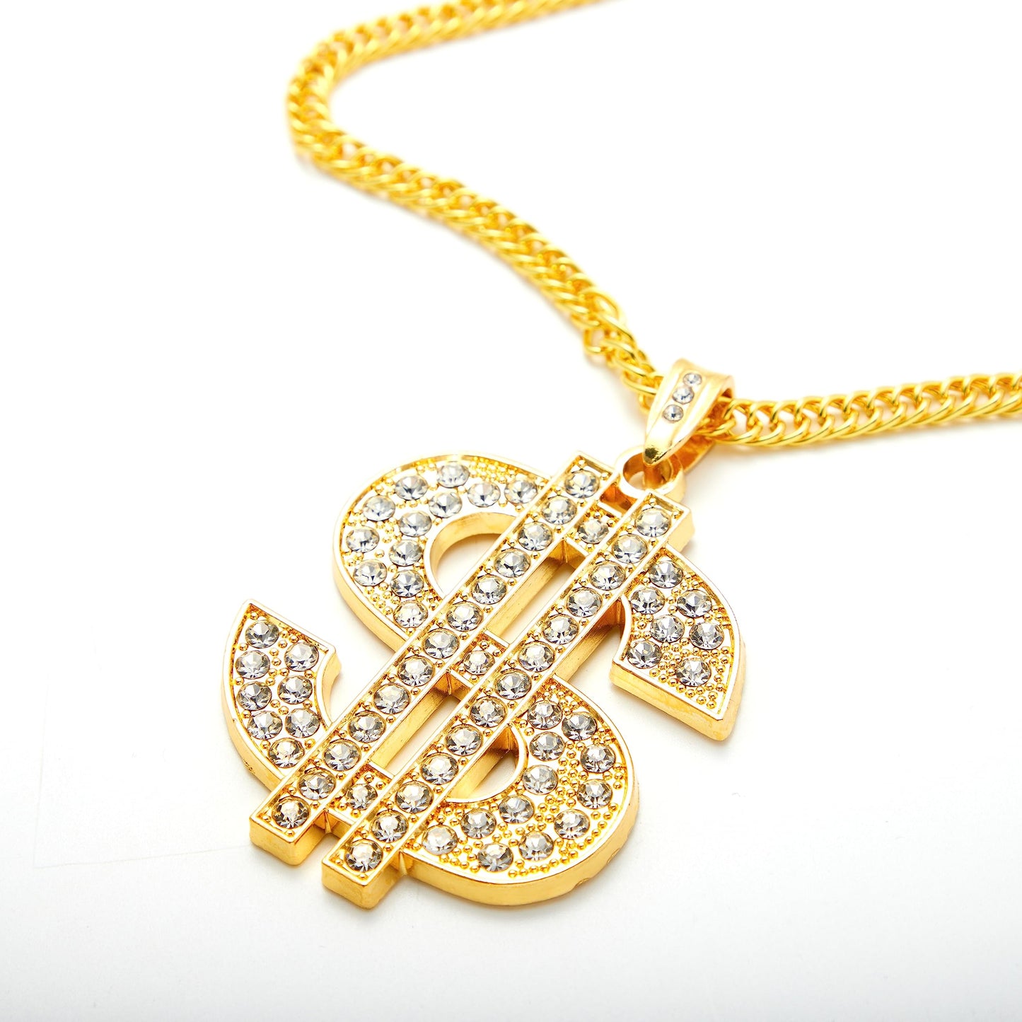 SYNCFUN Halloween Necklace Gold Dollar Chain,Plastic Chunky Fake Mens Women Chain,80s 90s Hip Hop Gold Jewlery Outfits Accessory,Halloween Props Costume