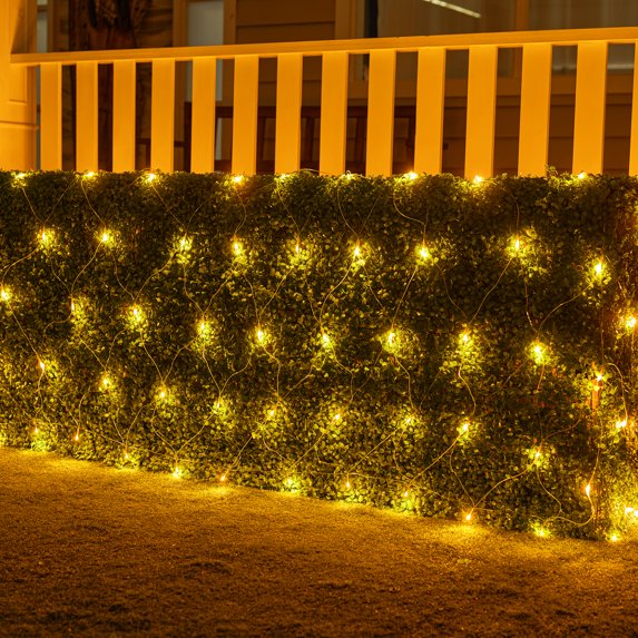 Joyfy 200 Christmas Net Lights for Bushes,6.5 x 10 ft Warm White Incandescent Christmas Lights Net Lights Outdoor Mesh Lights for Bushes Garden Party Xmas Tree Decoration