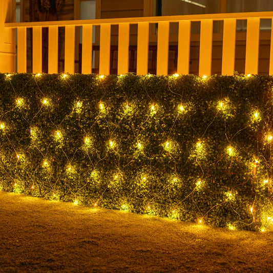 Joyfy 200 Christmas Net Lights for Bushes,6.5 x 10 ft Warm White Incandescent Christmas Lights Net Lights Outdoor Mesh Lights for Bushes Garden Party Xmas Tree Decoration