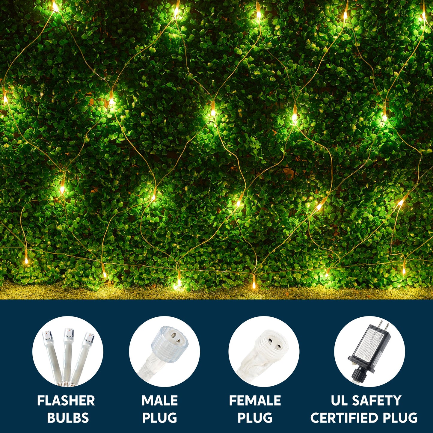 Joyfy 200 Christmas Net Lights for Bushes,6.5 x 10 ft Warm White Incandescent Christmas Lights Net Lights Outdoor Mesh Lights for Bushes Garden Party Xmas Tree Decoration