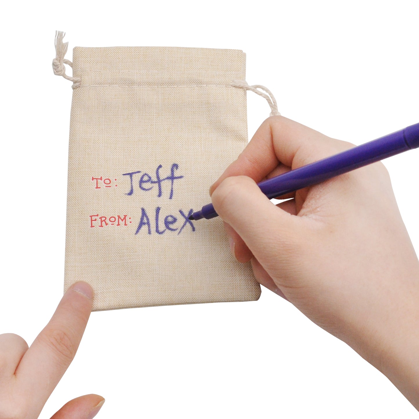 28 Pcs Valentine Drawstrings Canvas Bags with 3 Pens, 4x5.75 Inch Drawstring Pouch Candy Gift Linen Pockets for Kids Party Favor, Classroom Exchange Prizes
