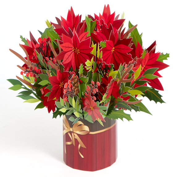 Joyfy Christmas Pop-up Greeting Cards with Envelope, 3D Permanent Flower Greeting Cards, Holiday Pop-up Greeting Cards for Family Members, Christmas and All Occasions