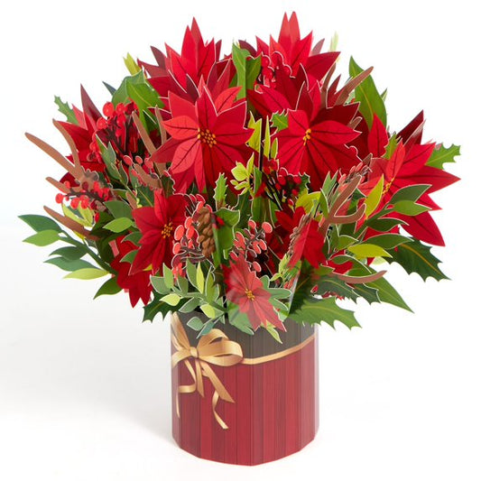 Joyfy Christmas Pop-up Greeting Cards with Envelope, 3D Permanent Flower Greeting Cards, Holiday Pop-up Greeting Cards for Family Members, Christmas and All Occasions
