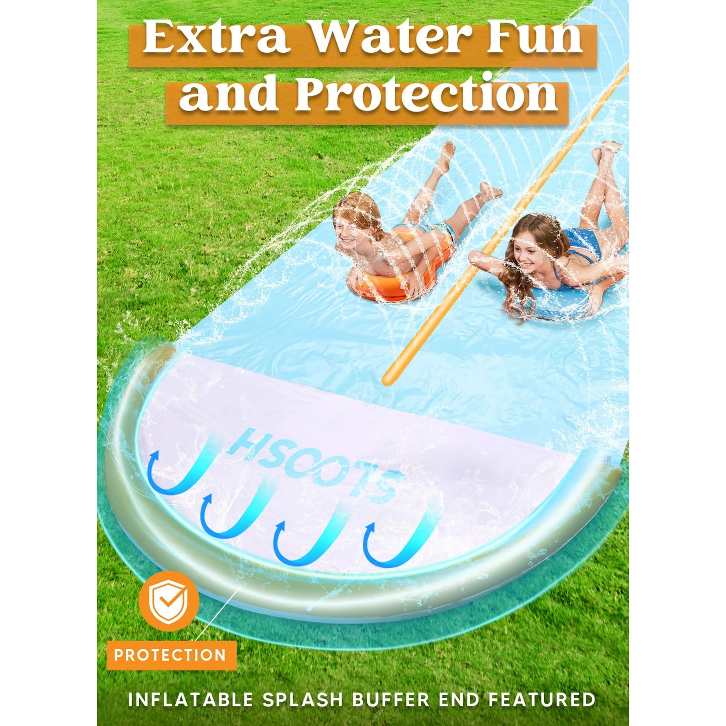 SYNCFUN 32.5ft Extra Long Water Slide and 2 Inflatable Boards, Water Slides Waterslide Slip with Sprinkler for Kids Adults Backyard, Summer Outdoor Water Toys