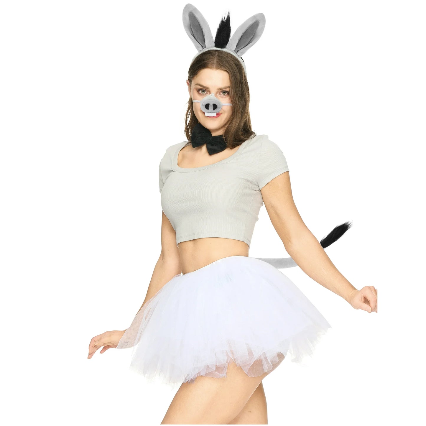 Joyfy Halloween 4 PCS Donkey Costume Accessory Set for Adults and Kids, Cute Donkey Ears Headband, Halloween Animal Costume Accessories Set