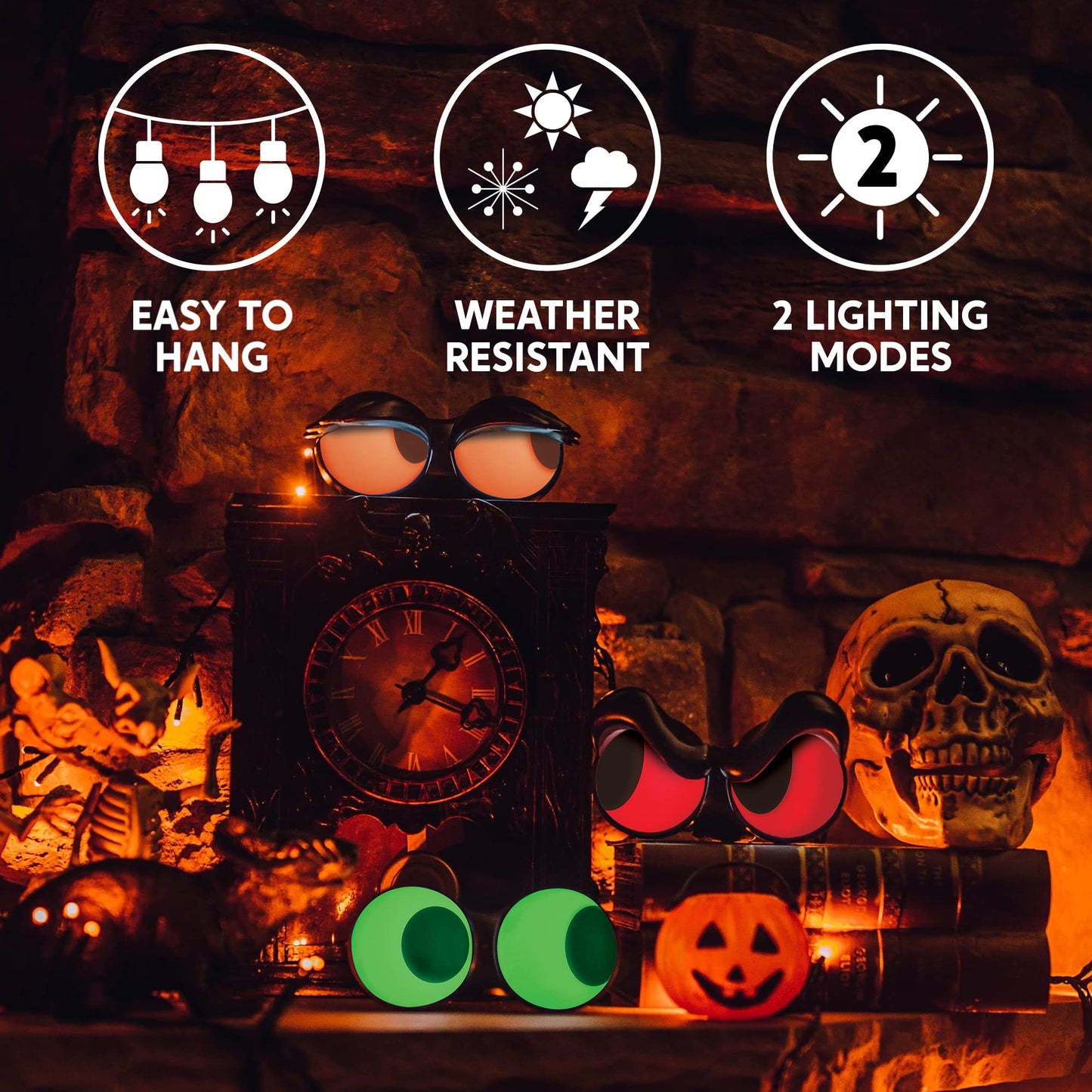 Joyfy 3 Packs Halloween Animated Flashing Peeping Eyes Lights Decorations,Outdoor Halloween Light Decorations,Halloween Car Decorations