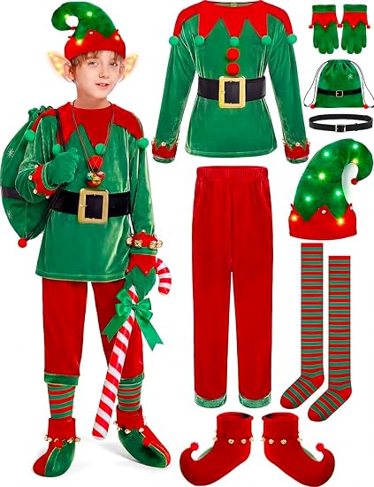 Joyfy Giggling Getup Girls' Christmas Elf Costume, Christmas Costumes for Boys