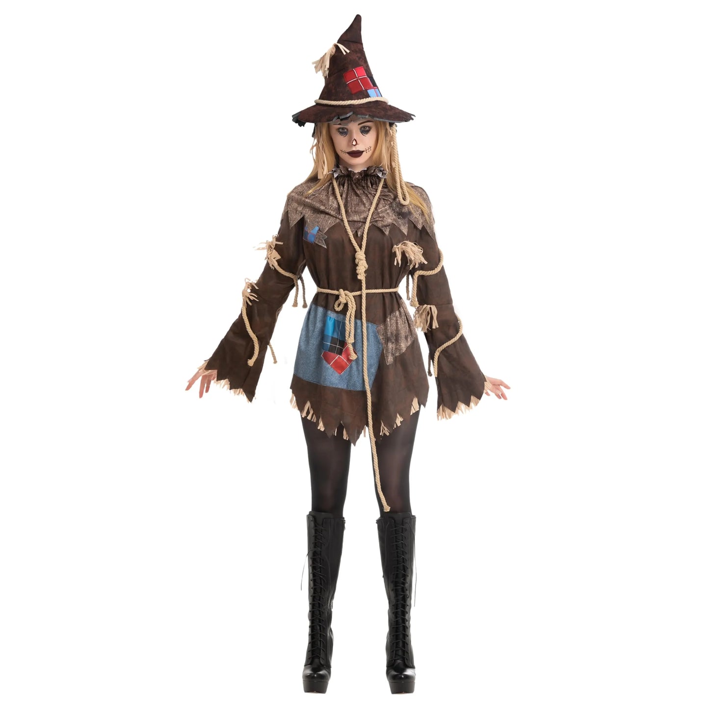 Syncfun Scary Scarecrow Costume for Adult Women, Perfect for Halloween Dress-Up Party(Large)