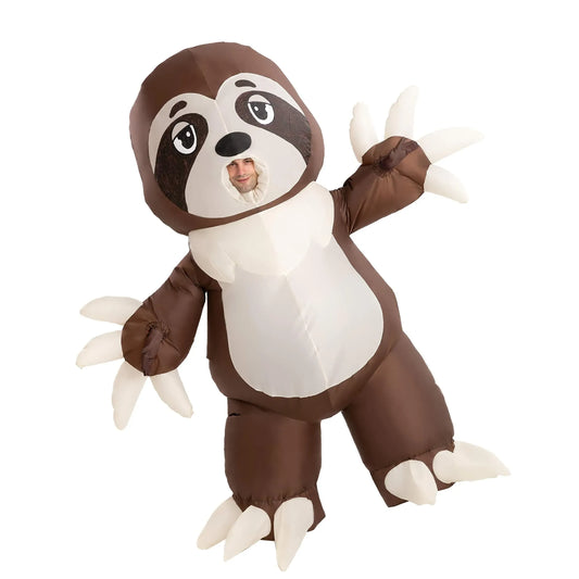 Syncfun Inflatable Halloween Costume Sloth Full Body Sloth Inflatable Costume, Adult Unisex One Size Brown