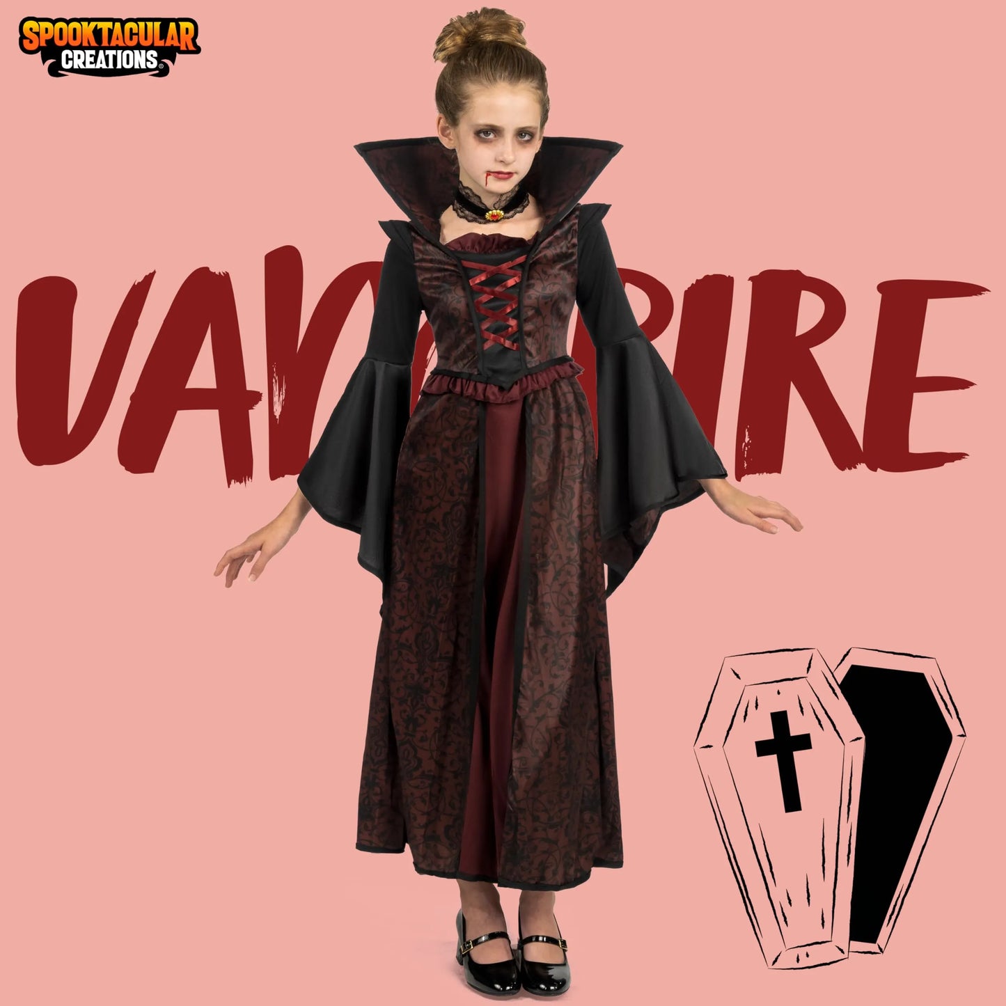 Syncfun Girls Royal Vampire Costume Set , Carnival Cosplay, Perfect for Halloween Dress Up Party Vampire-Themed Party