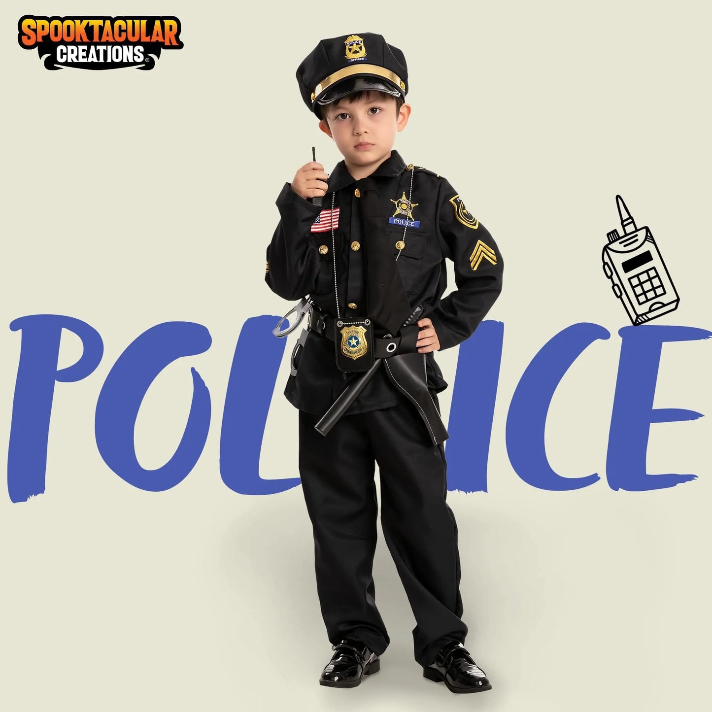 Syncfun Police Costume for Kids, Cop Costume Outfit Set for Halloween Role-playing