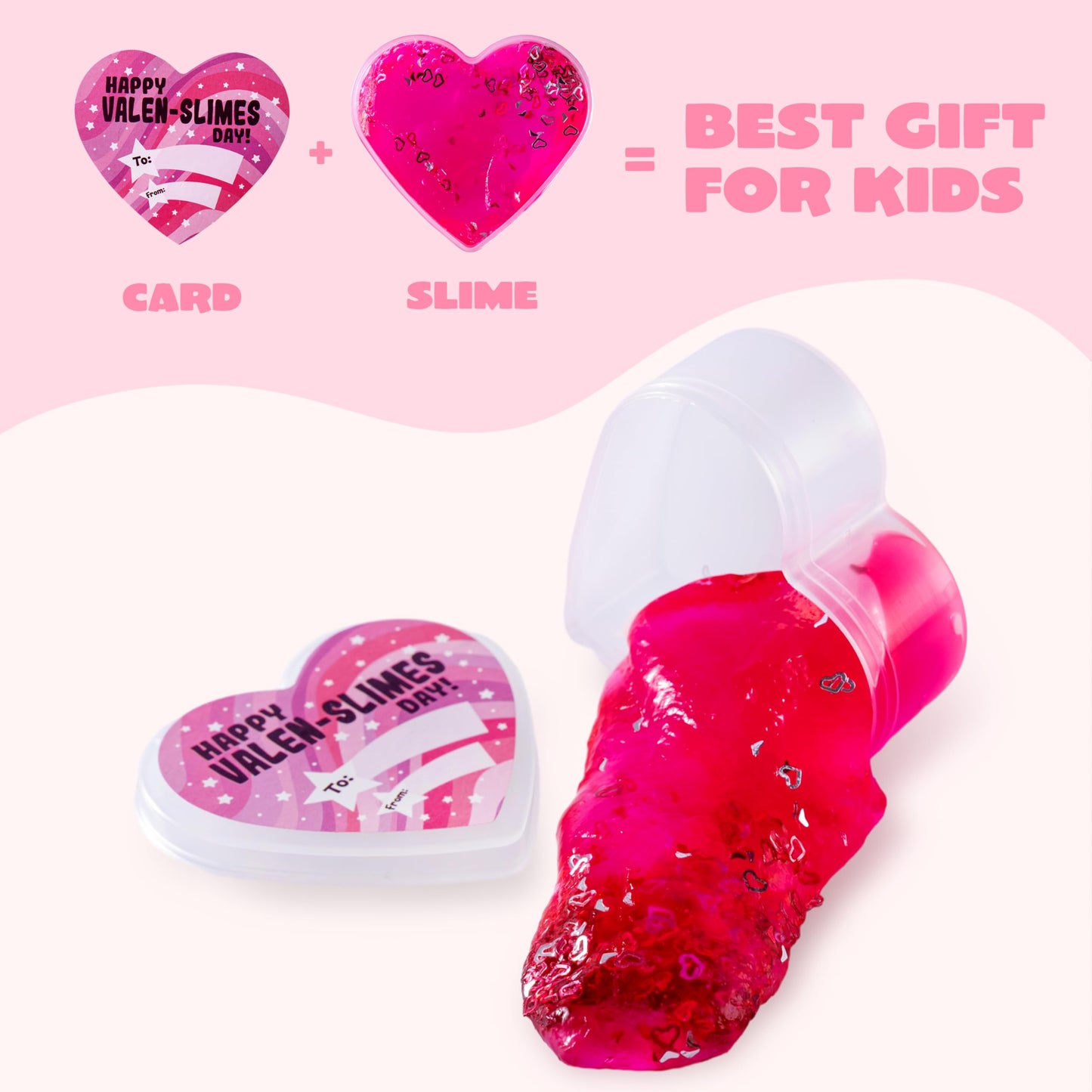 30 Valentines Day Clear Slime Hearts for Kids Valentine Classroom Exchange, Valentine Party Favors, Gift Exchange